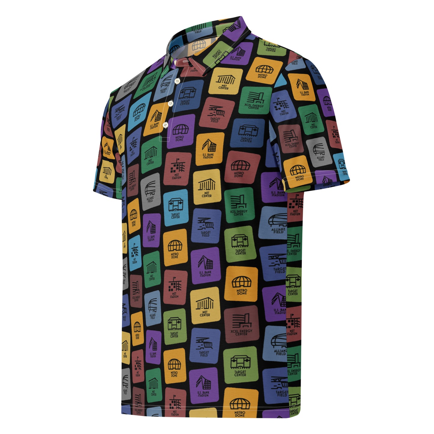 Minnesota Minimalist Sports Venues, Slim Fit Polo, Black