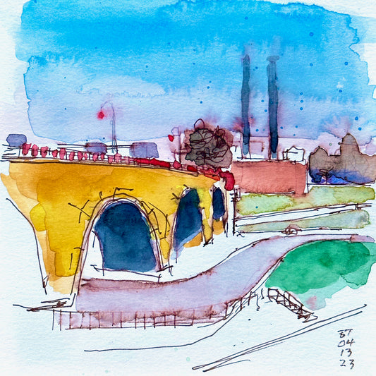 Stone Arch Bridge and Power Plant, 04.13.23 (6x6)