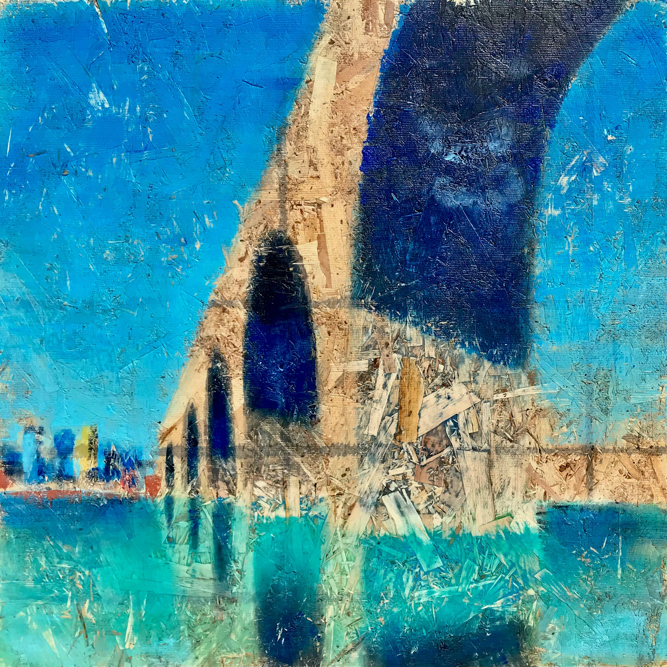 Stone Arch Bridge Blue, 36 x 36